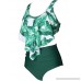 Bezsoo Swimsuit for Womens High Waisted Two Piece Bathing Suits Bikini Tankini Sets Ruffle Top with Bottom Green B07PM3K4GK